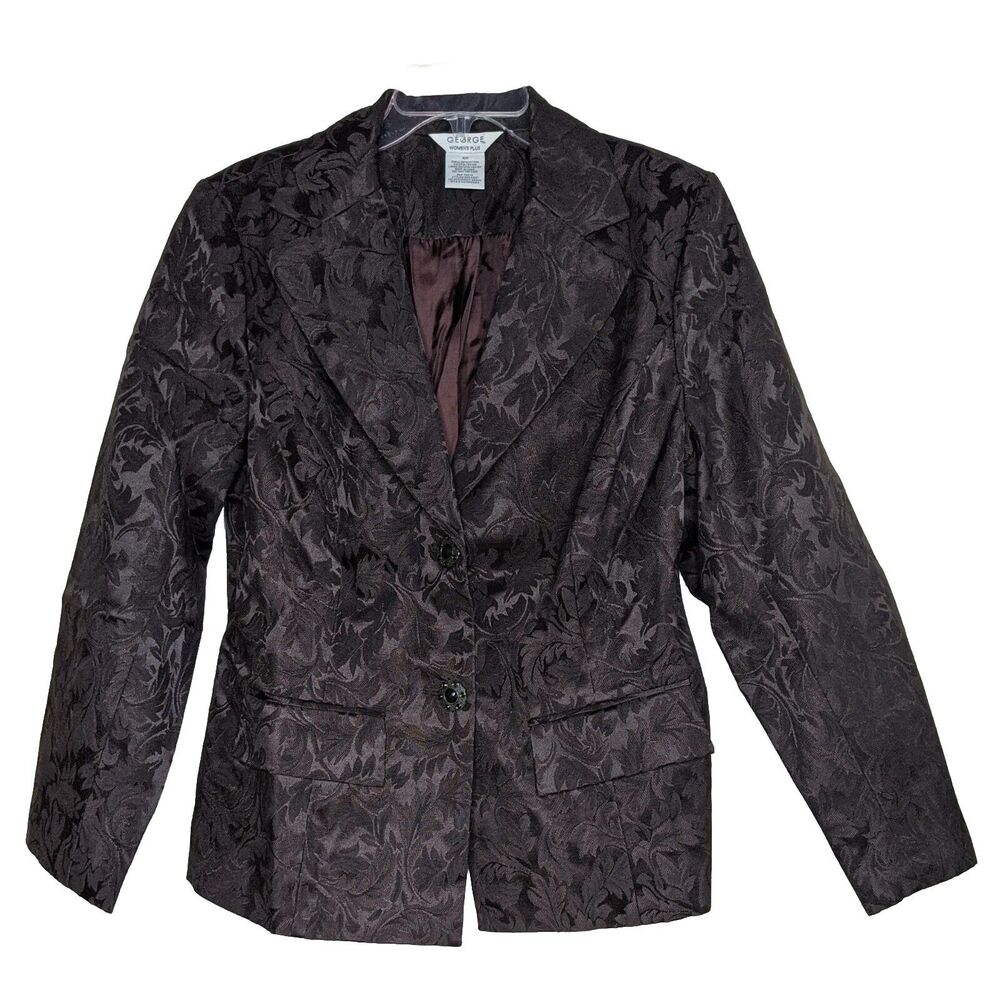 George Women's Plus Brown  Jacquard Jacket Blazer 16W RUNS SMALL